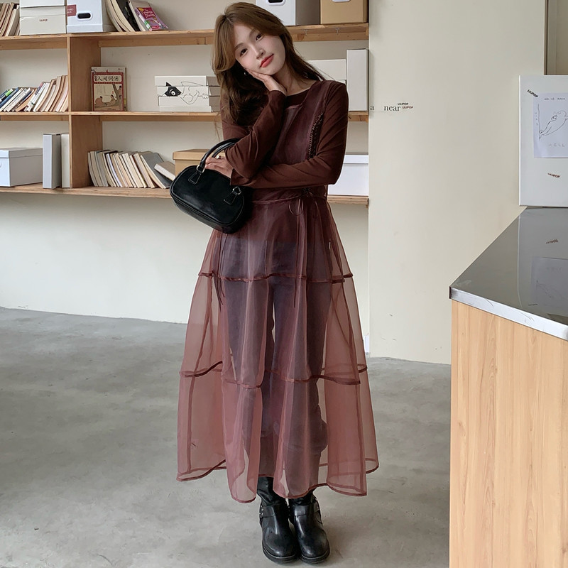 キャミワンピース チュールスカートキャミワンピース