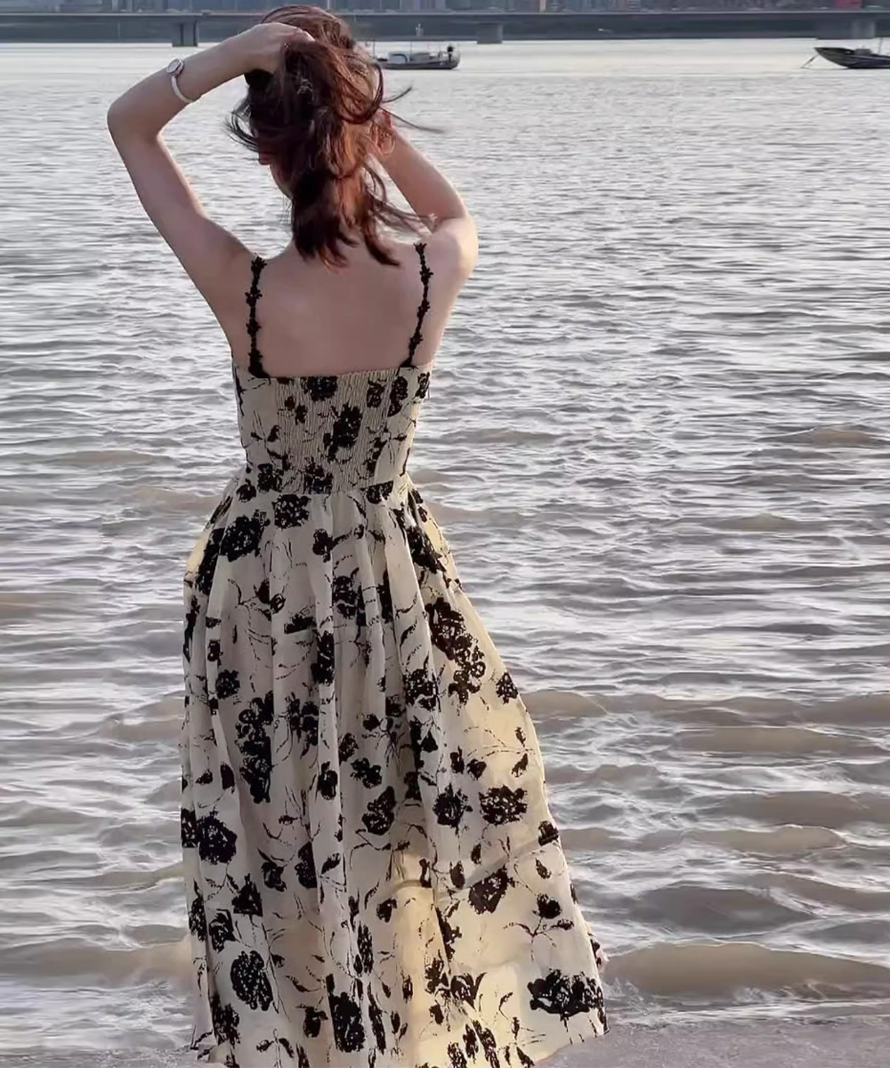 花柄リネン キャミワンピース カーディガン 2点セット