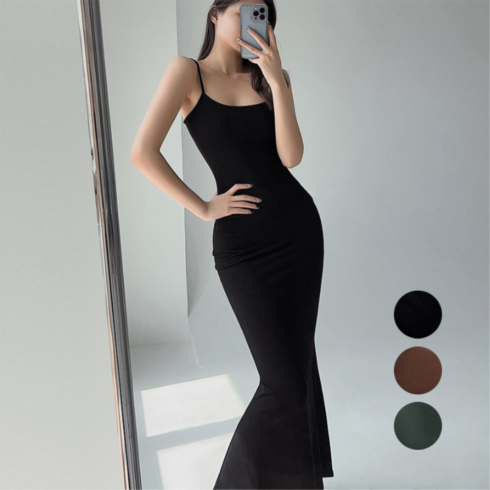 ベロアキャミワンピース長袖体型カバーロング丈