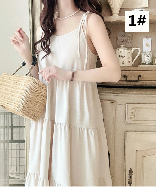 夏新作ニットキャミワンピース長袖ロング丈大人女子