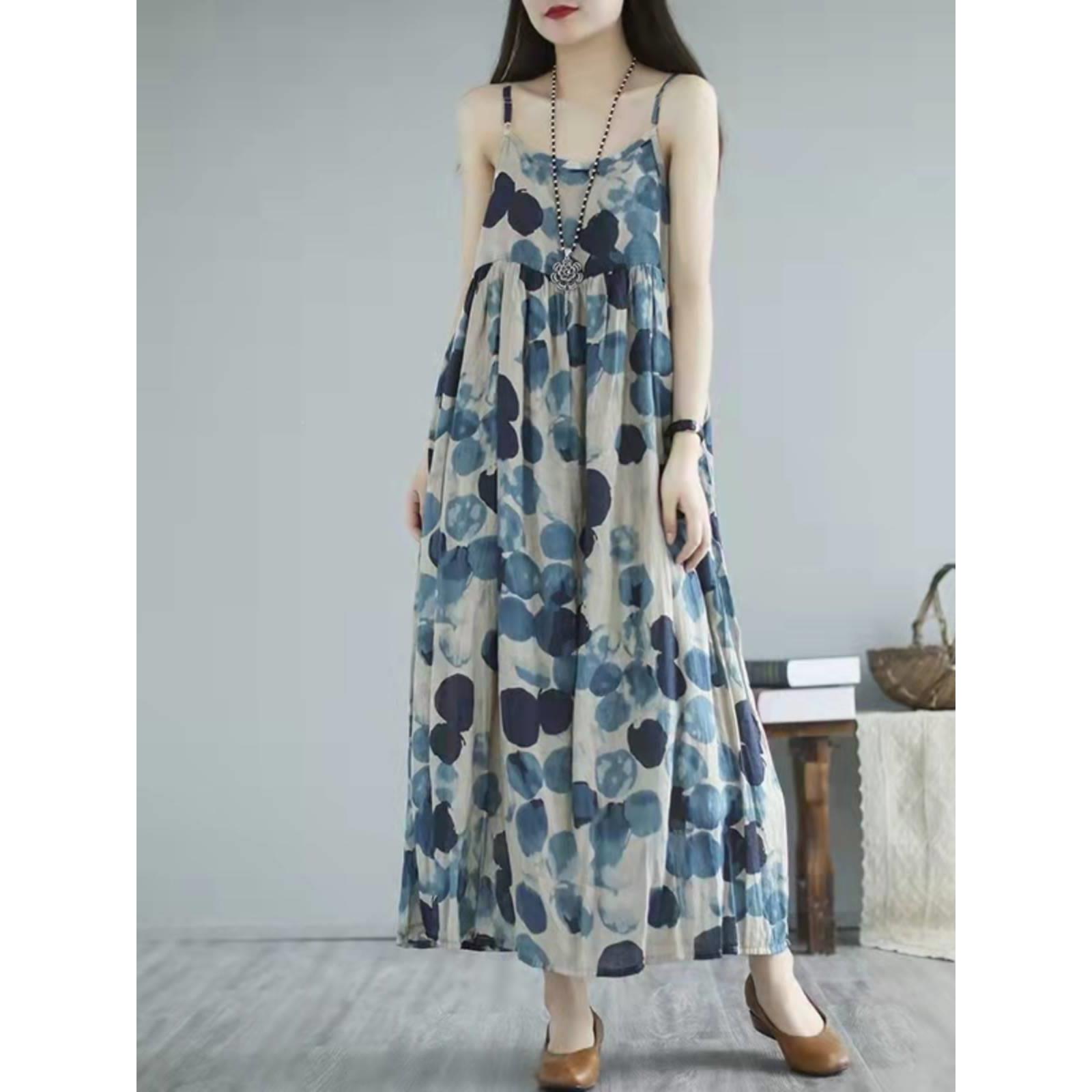 キャミワンピース 大きめドット柄ふんわりキャミワンピース