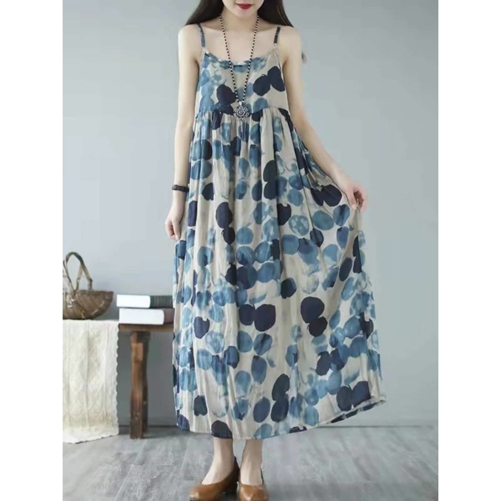 キャミワンピース 大きめドット柄ふんわりキャミワンピース