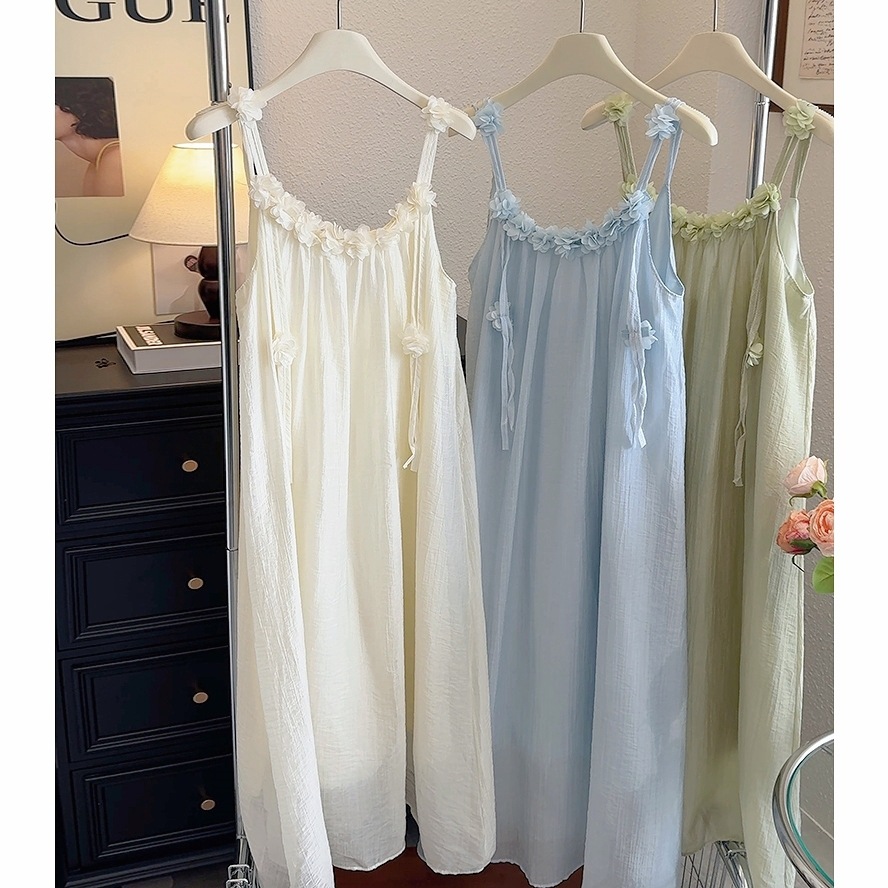 フリル付きキャミワンピース レディース 上品な肩紐調節可能 5色展開