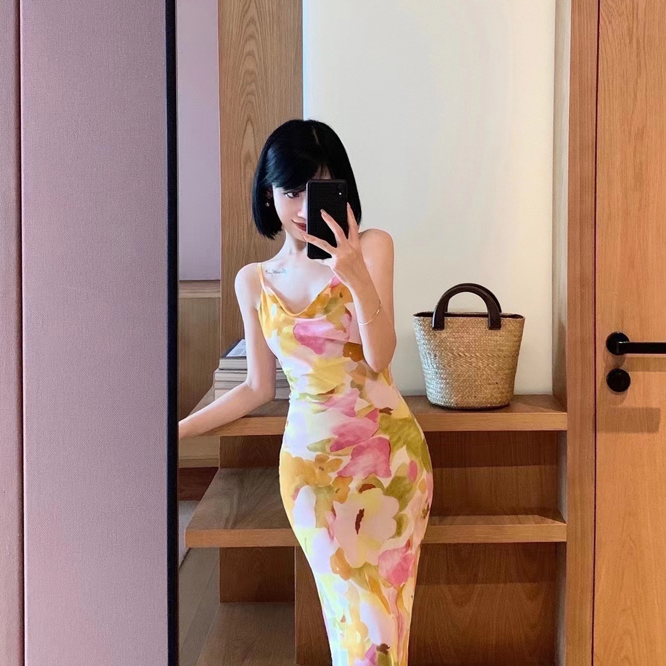 キャミワンピース 花咲く優美キャミワンピース