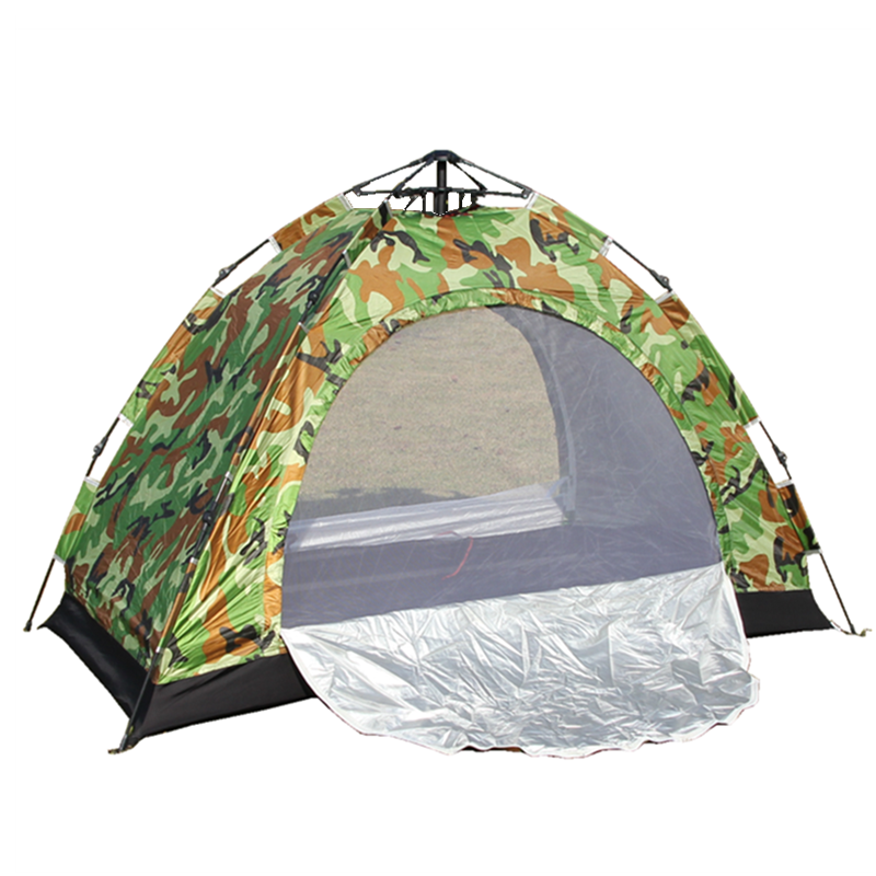 キャンプ用品 迷彩柄自動設営ドームテント二人用