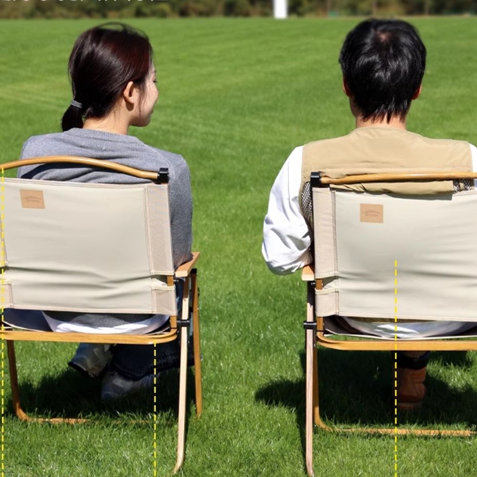 キャンプ用品 ナチュラル木製折りたたみチェア