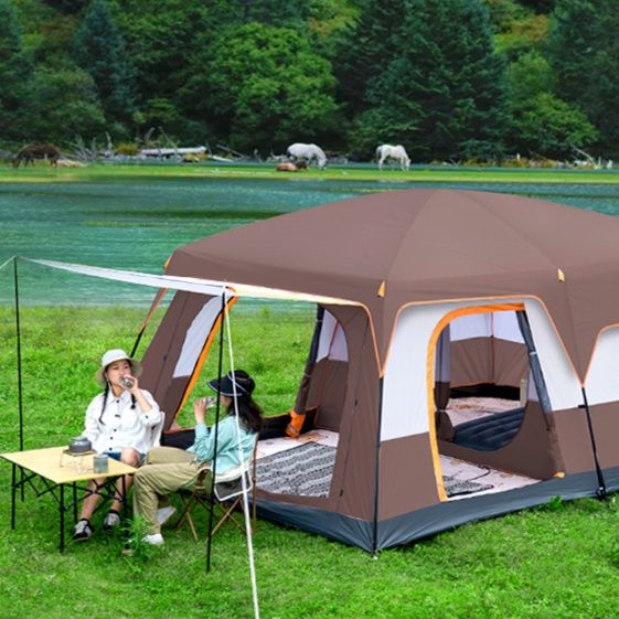 キャンプ用品 二間式リビング大型家族テント