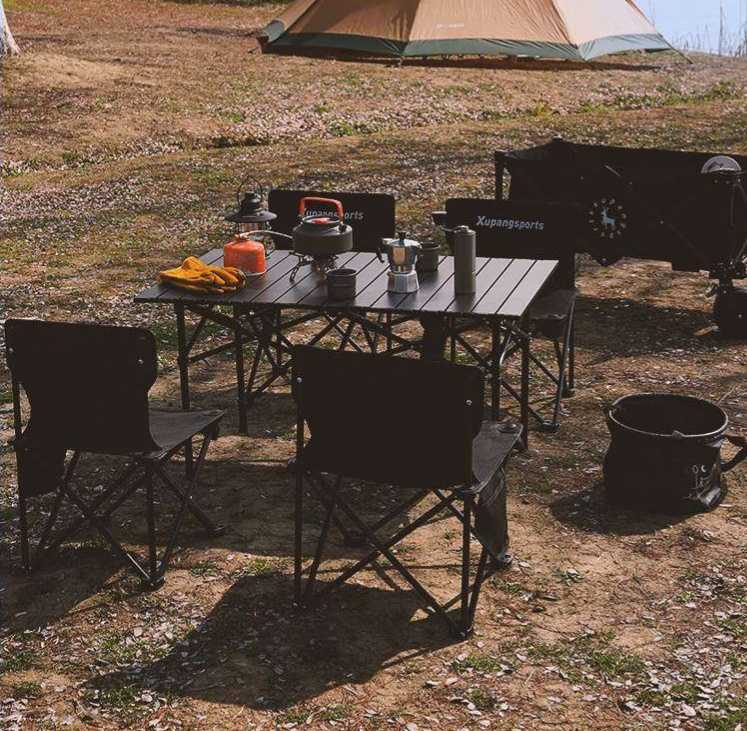 キャンプ用品 折りたたみ式大型キャンプテーブルセット