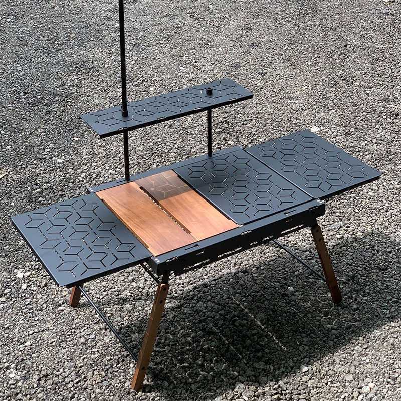 キャンプ用品 多機能式 六角模様キャンプテーブル