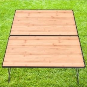 キャンプ用品 竹製天板付き折りたたみキャンプテーブル収納袋セット