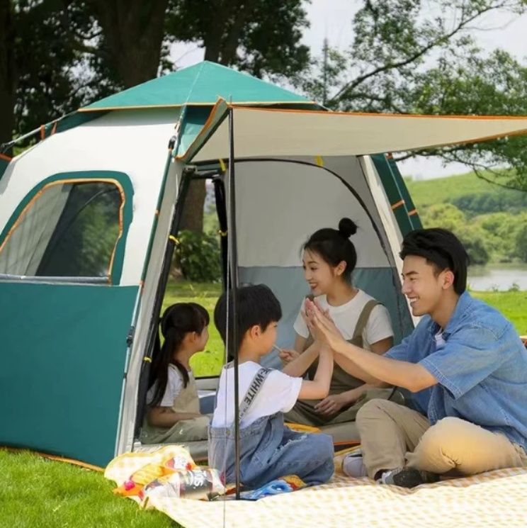 キャンプ用品 家族用六角形自動設営キャンプテント