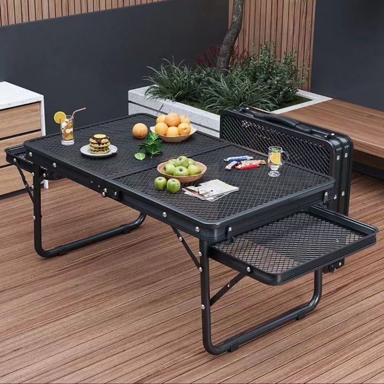 キャンプ用品 二段式網目構造折りたたみキャンプテーブル