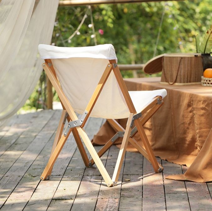 キャンプ用品 木製折り畳み式野外用軽量携帯キャンプチェア