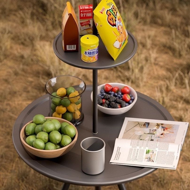 キャンプ用品 折りたたみ式円形サイドキャンプテーブル