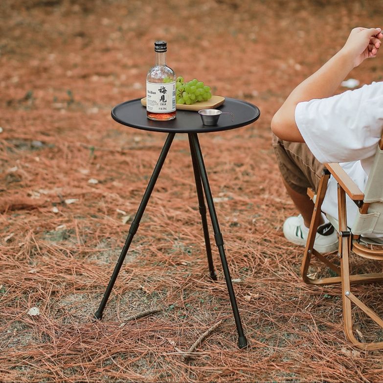 キャンプ用品 三脚式円形軽量サイドキャンプテーブル