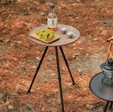 キャンプ用品 三脚式円形軽量サイドキャンプテーブル