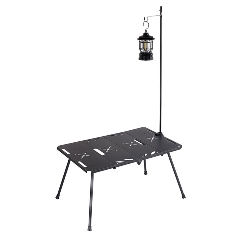 キャンプ用品 折りたたみ軽量ライトスタンド付きキャンプテーブル