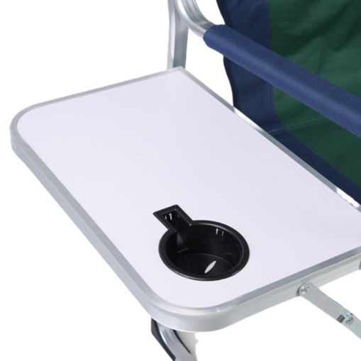 キャンプ用品 多機能サイドテーブル付き折りたたみ監督チェア