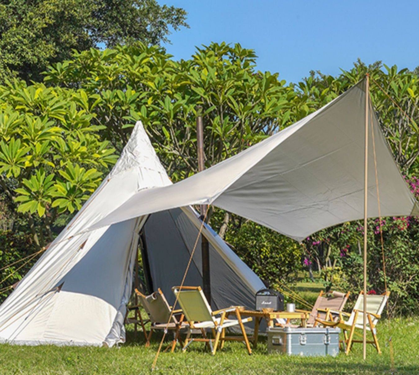 キャンプ用品 六角印第安式大型ワンポールテント