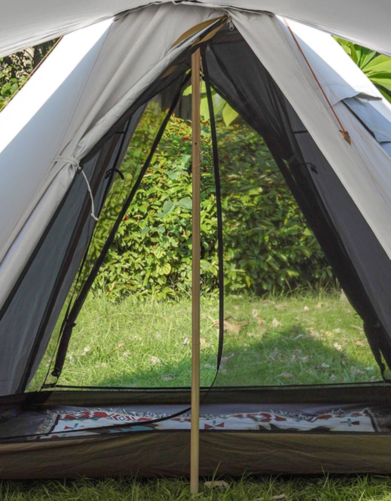 キャンプ用品 六角印第安式大型ワンポールテント