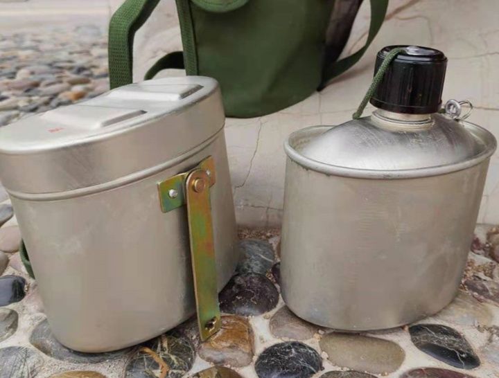 キャンプ用品 ソロキャンプ向け軍用型水筒飯セット専用収納袋付き