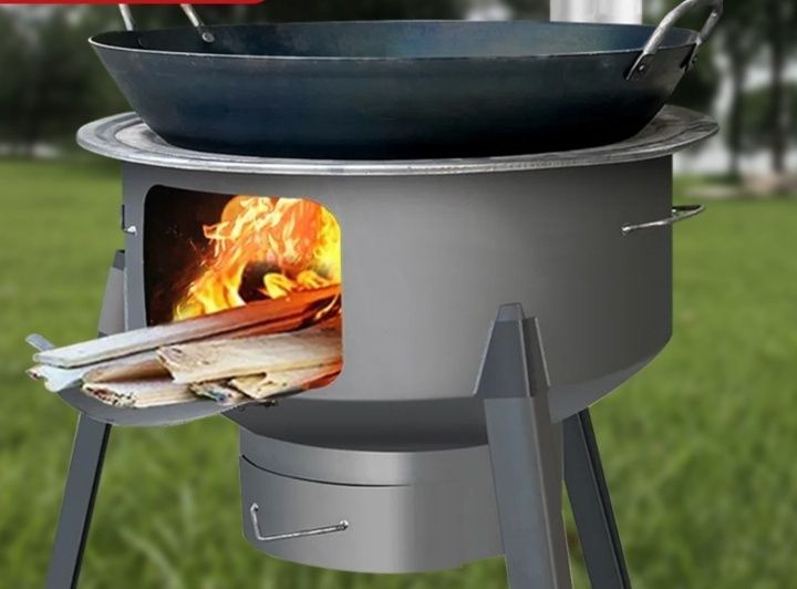 キャンプ用品 多機能調理鍋付き煙突式焚き火台