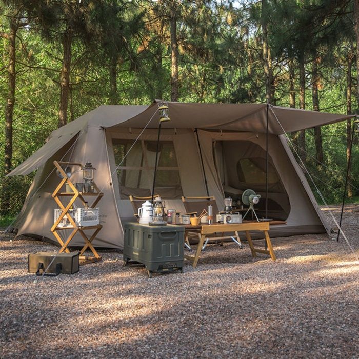 キャンプ用品 大型コットン混紡五面通気式ファミリーテント