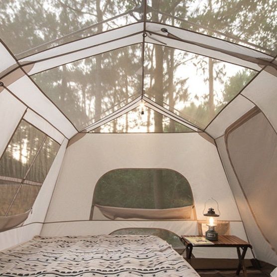 キャンプ用品 大型コットン混紡五面通気式ファミリーテント