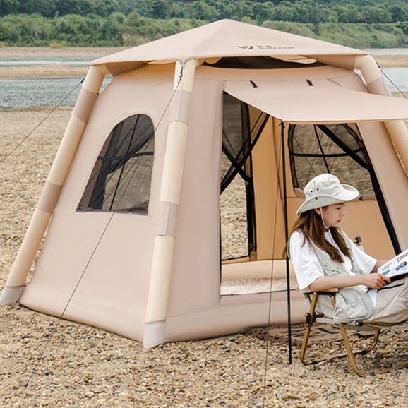 キャンプ用品 一体型充気式自動展開ファミリーテント