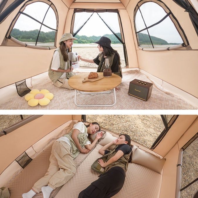 キャンプ用品 一体型充気式自動展開ファミリーテント