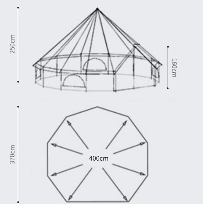 キャンプ用品 円錐型大型ワンポールテント家族用居住空間