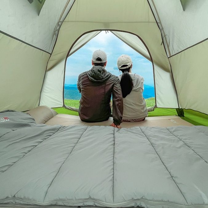 キャンプ用品 大型日除け付き自動展開式ファミリーテント