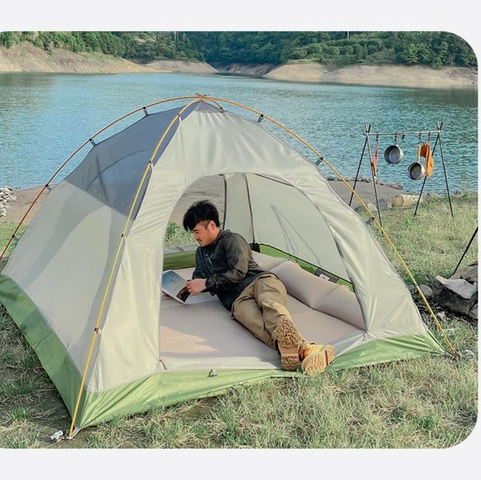 キャンプ用品 大型日除け付き自動展開式ファミリーテント