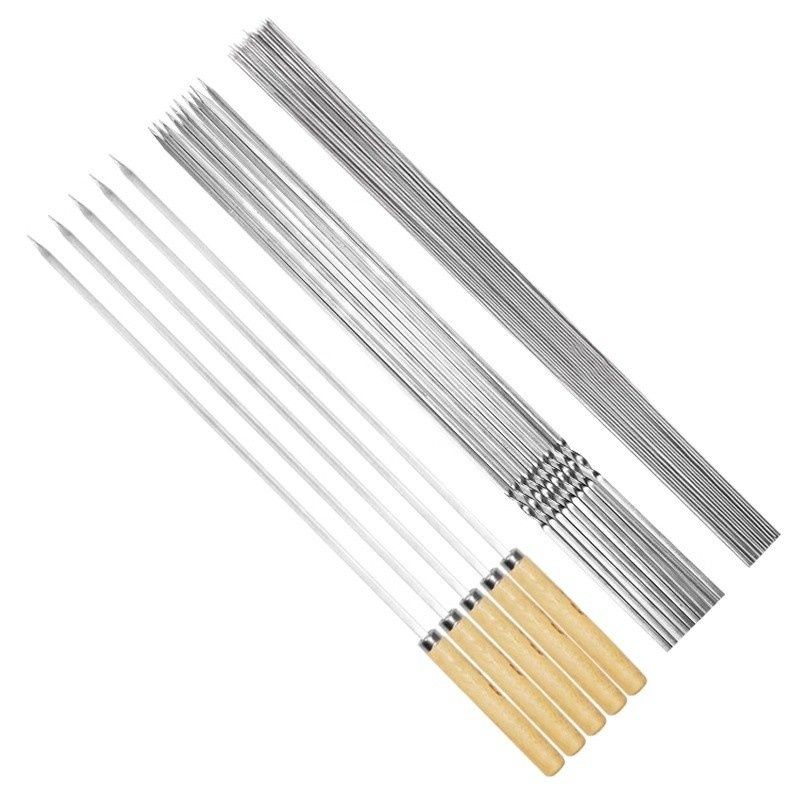 キャンプ用品 串焼き金串セット木製持ち手付き