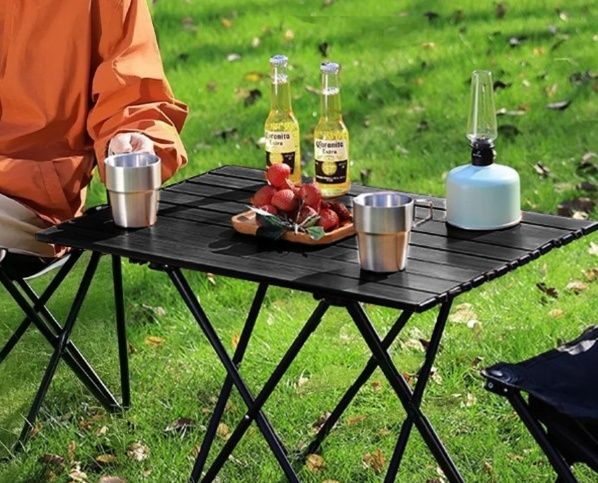 キャンプ用品 折りたたみ式軽量コンパクトスチール製ソロキャンプアウトドアテーブル
