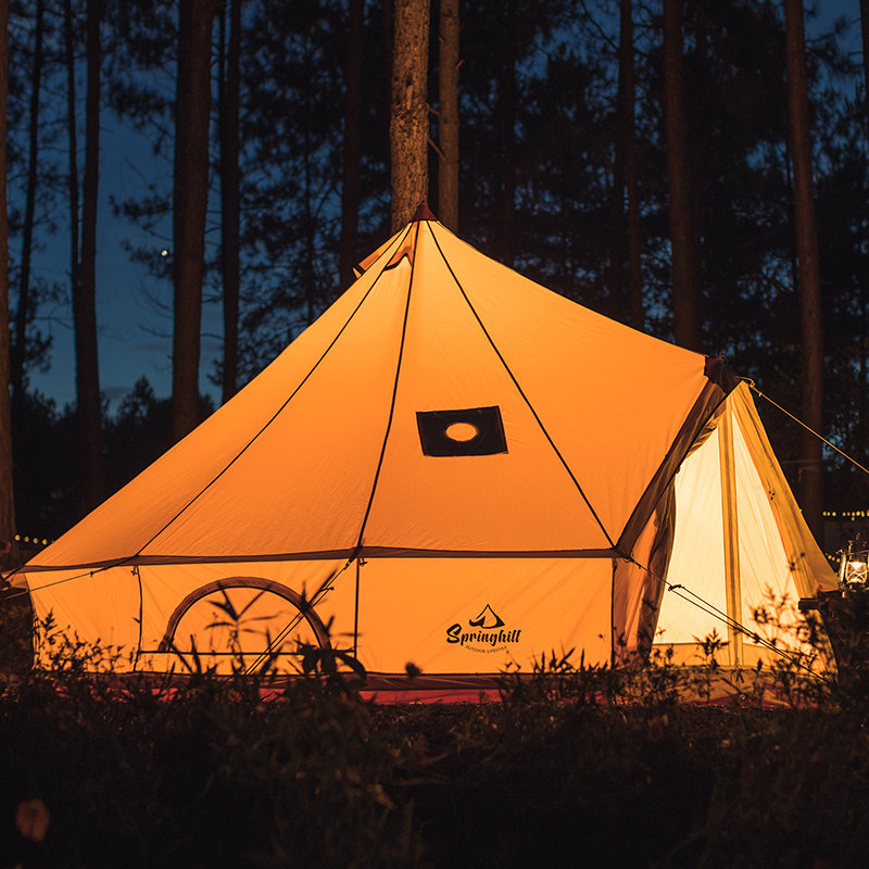 キャンプ用品 円錐型大型ワンポールテント家族用居住空間