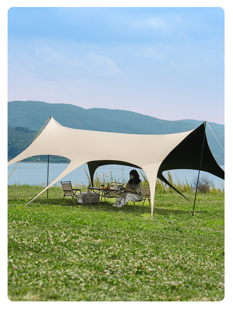 キャンプ用品 四角型大型日除け遮光タープ