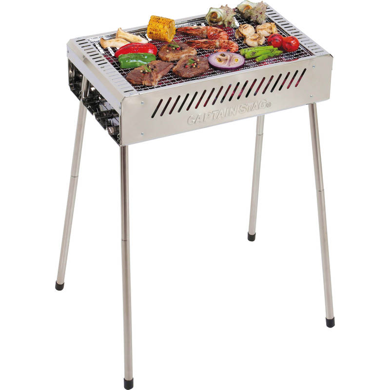 キャンプ用品 キャプテンスタッグ ステンレス製焚き火台 高さ調節機能付き