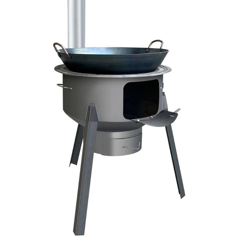 キャンプ用品 多機能調理鍋付き煙突式焚き火台