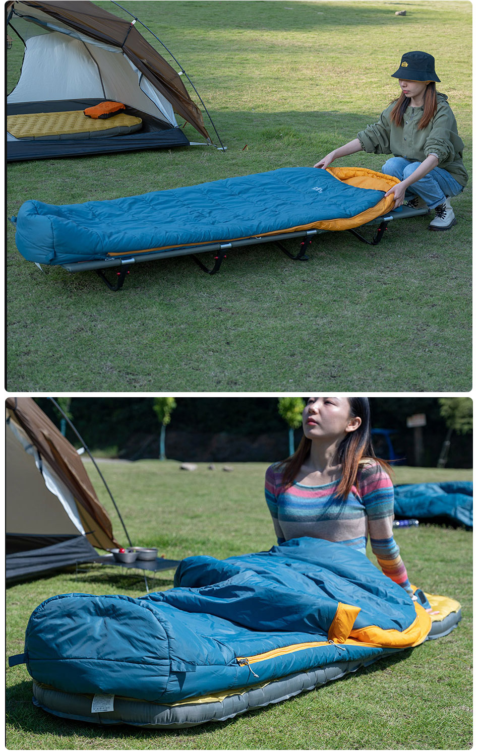 キャンプ用品 快眠折りたたみ式軽量寝袋