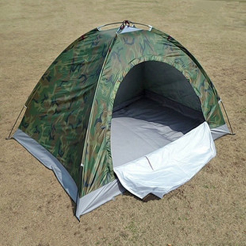 キャンプ用品 迷彩柄ワンタッチ設営軽量ドーム型テント