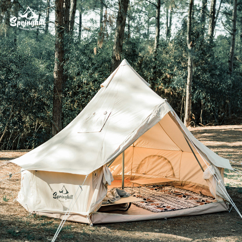 キャンプ用品 円錐型大型ワンポールテント家族用居住空間
