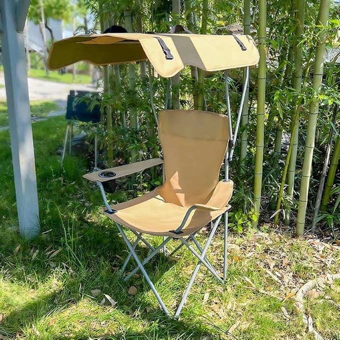 キャンプ用品 日よけ付き折りたたみキャンプチェア 屋根付き釣り椅子