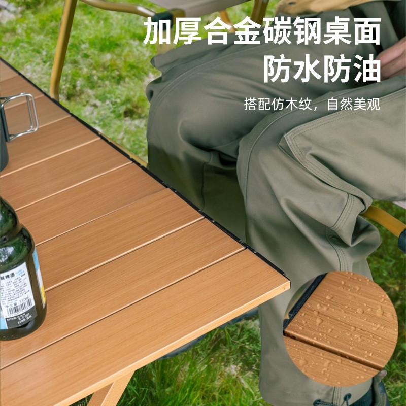 キャンプ用品 大型折りたたみ式ロールトップテーブルと椅子セット