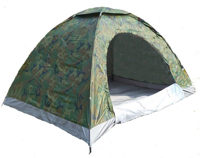 キャンプ用品 迷彩柄ワンタッチ設営軽量ドーム型テント