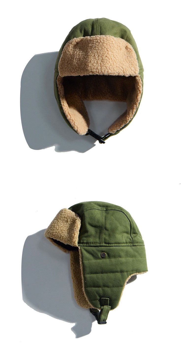 メンズ キャップ ボア裏地付き耳当て紐調節可能フライトキャップ