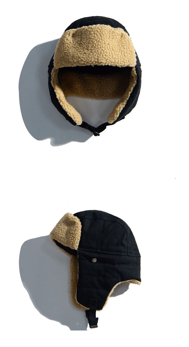 メンズ キャップ ボア裏地付き耳当て紐調節可能フライトキャップ