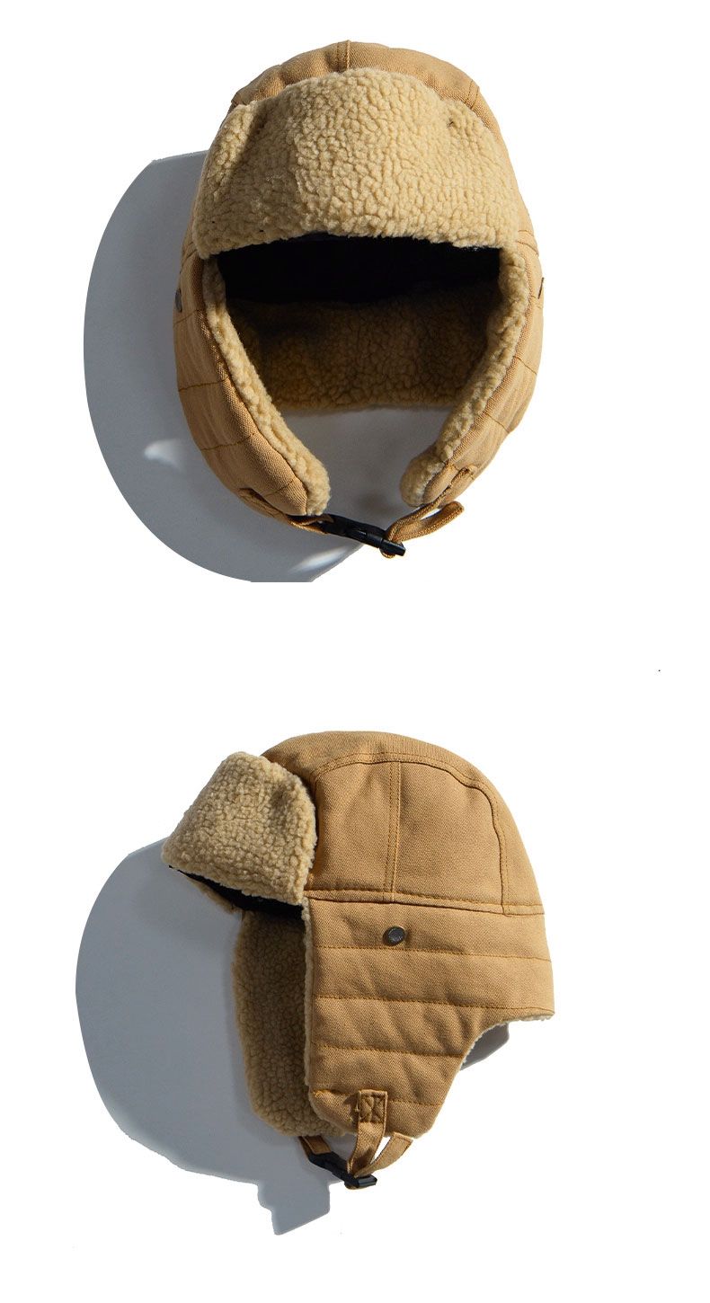 メンズ キャップ ボア裏地付き耳当て紐調節可能フライトキャップ