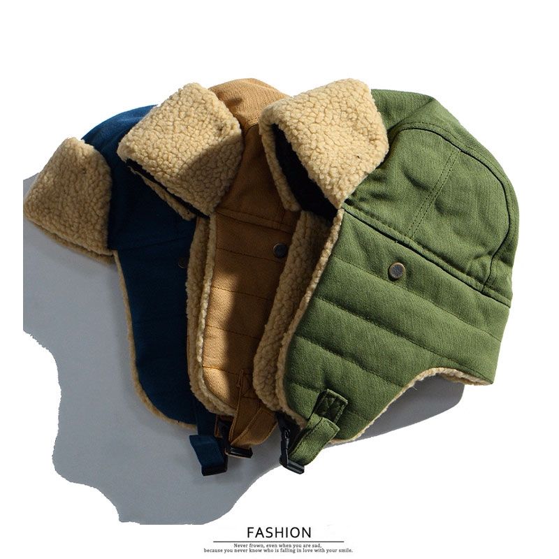 メンズ キャップ ボア裏地付き耳当て紐調節可能フライトキャップ