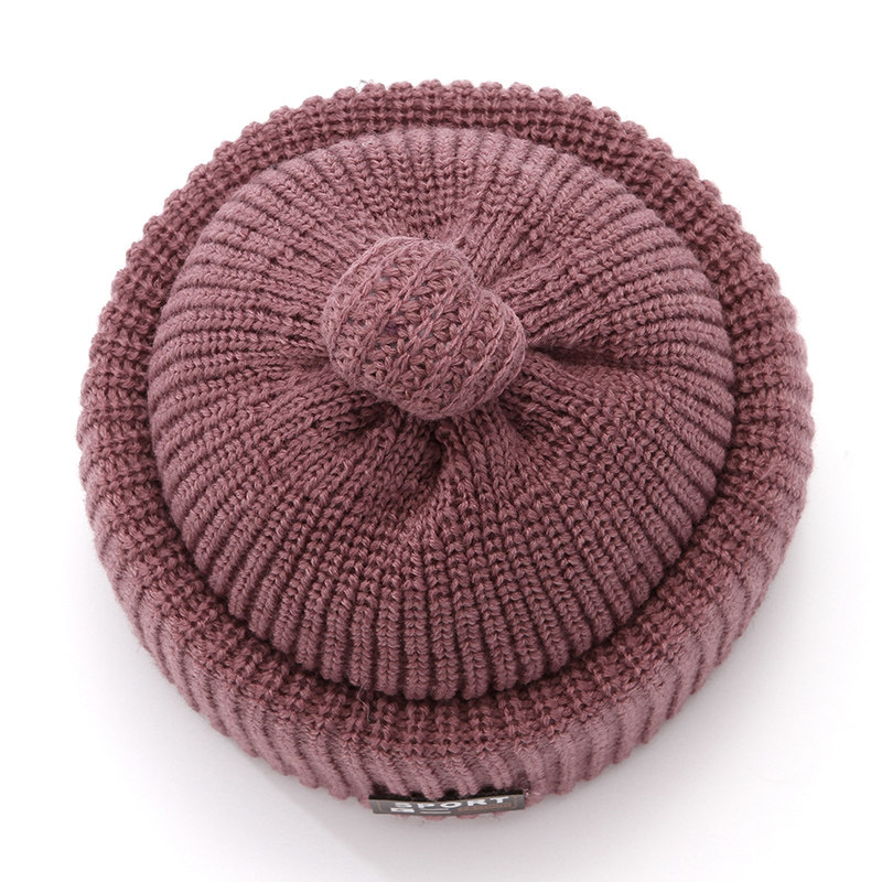 メンズ キャップ てっぺんボンボン付きリブ編みニット帽